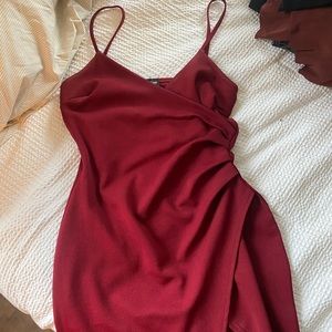 Pretty Little Thing red dress with leg slit